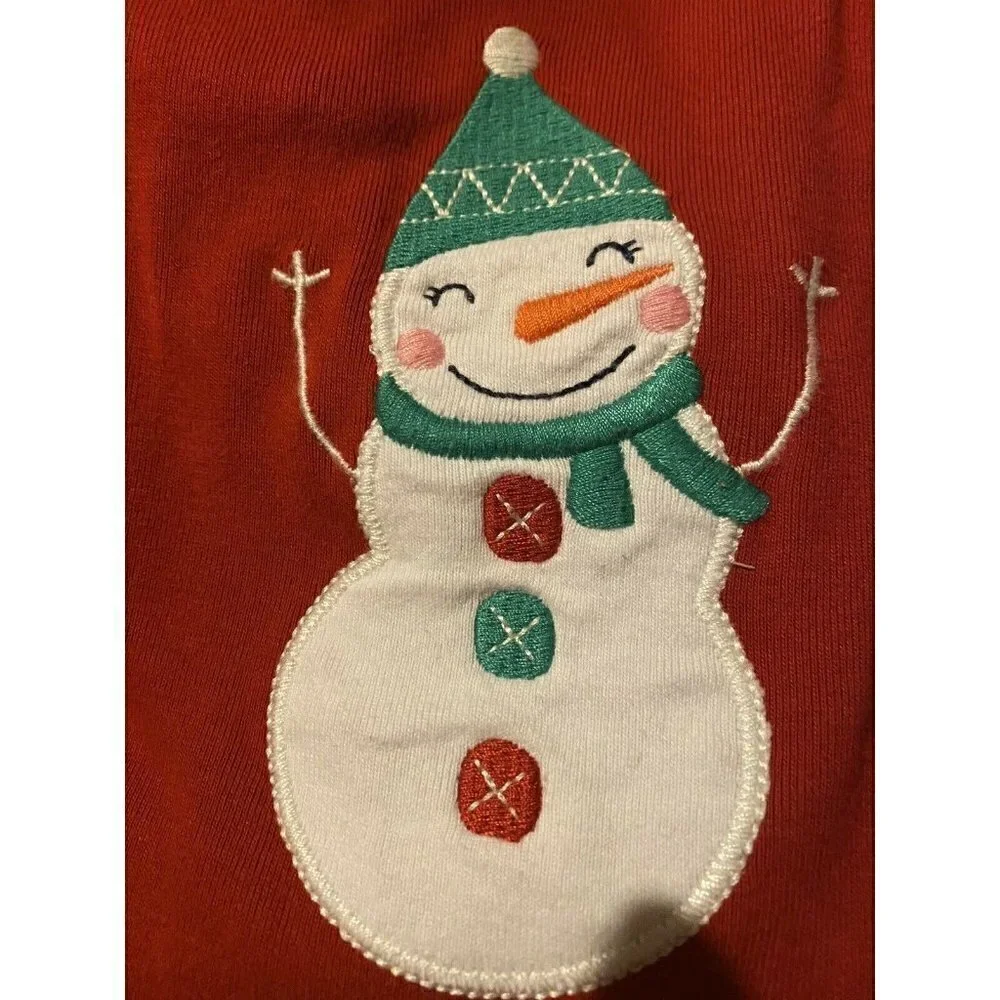 Gymboree Sz 10 Cotton Red‎ Snowman 2 Piece Pajama